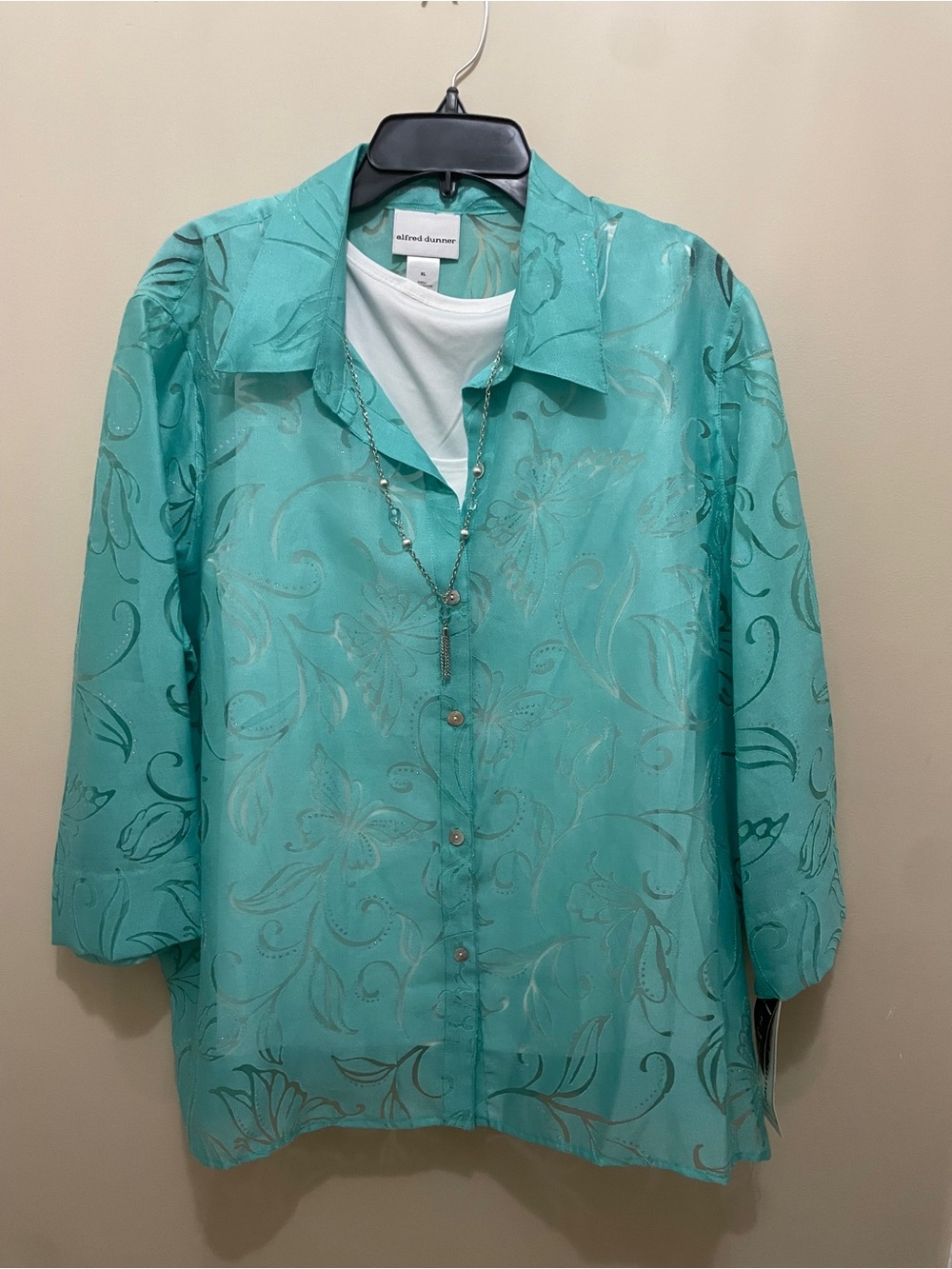 Alfred Dunner Sheer Button Down Blouse